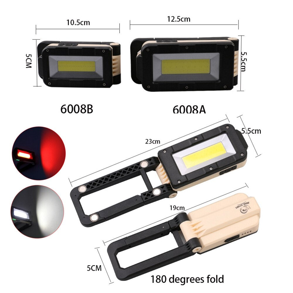 LED Work Light USB Rechargeable Portable Flashlight Camping Light Outdoor Waterproof Spotlight Work Lamp with Magnet