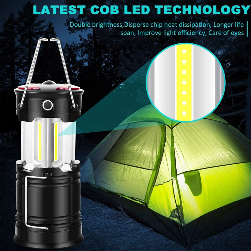 Portable Rechargeable Camping Lantern Flashlight 4 Modes Two Way Hook of Hanging Perfect for Working Camping Hiking Light