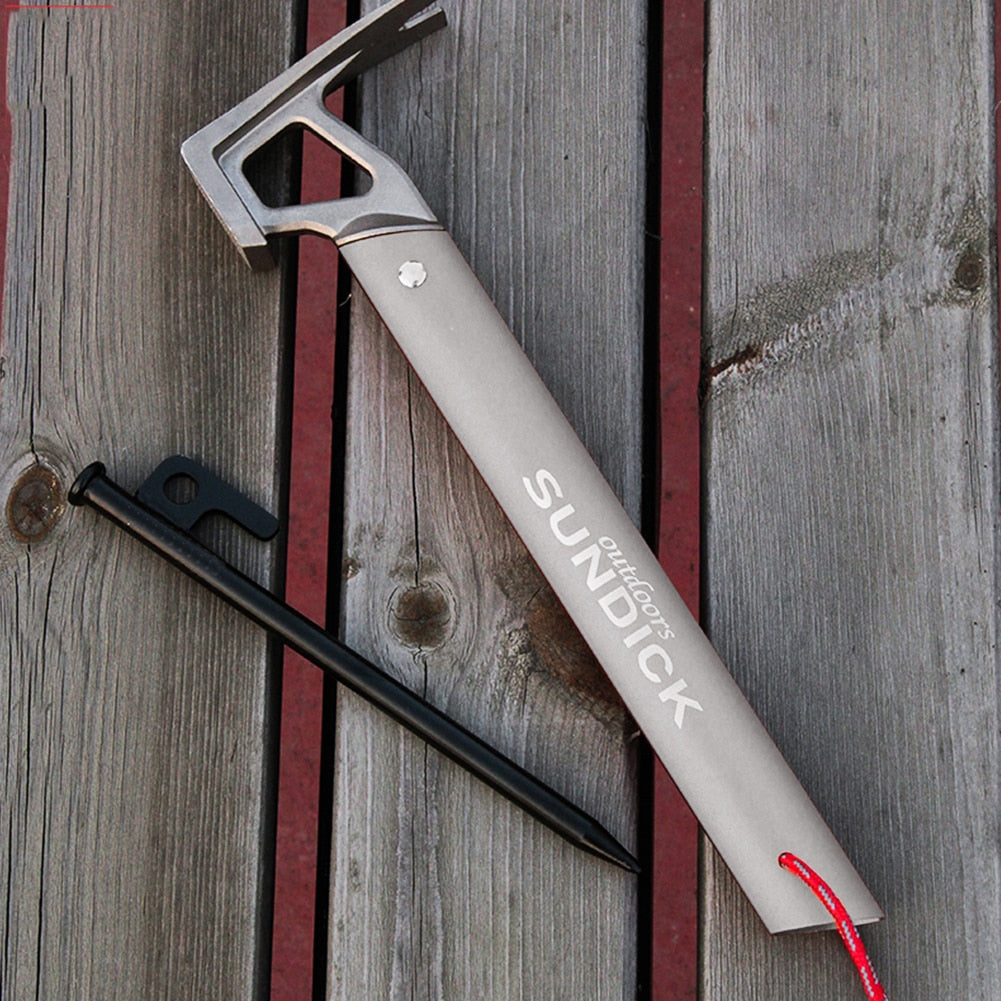 Outdoor Camping Tent Peg Hammer Multifunctional Hiking Fishing Stainless Steel Stakes Nail Puller Hammer Mountaineering Climbing