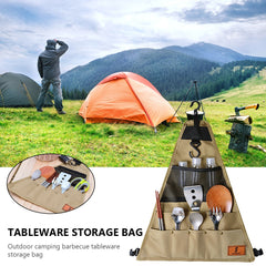 Waterproof Tableware Storage Bag 900D Oxford Fabric Outdoor Camping BBQ Tableware Storage Bag