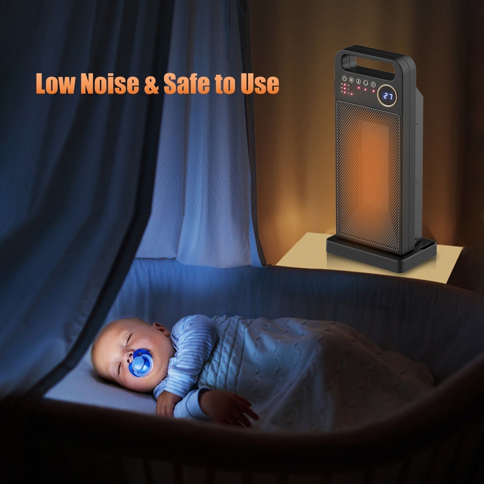 Electric Space Heater with Remote, Safe Overheat & Tip-over Protection, PTC Ceramic, Adjustable Heat