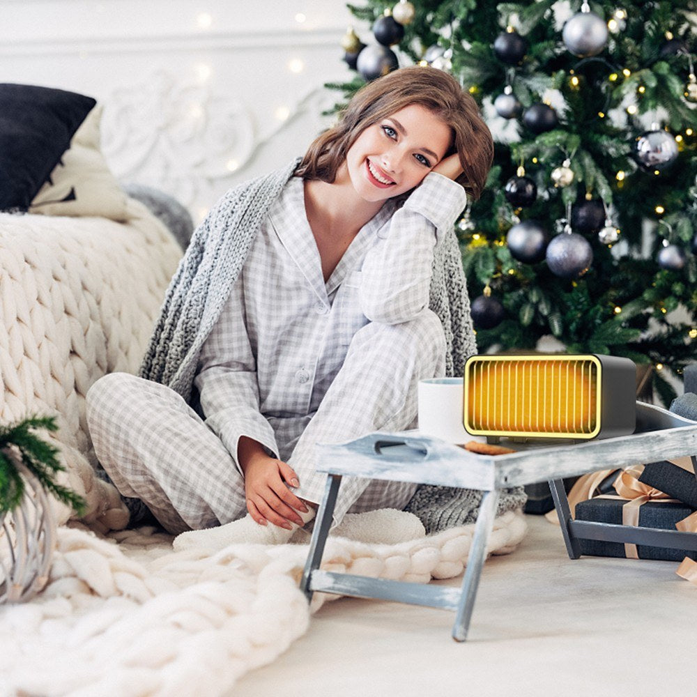 Portable 800W PTC Ceramic Space Heater - Quiet, Fast Heating, Tip-Over & Overheat Protection, 2 Adjustable Gears for Bedroom/Office