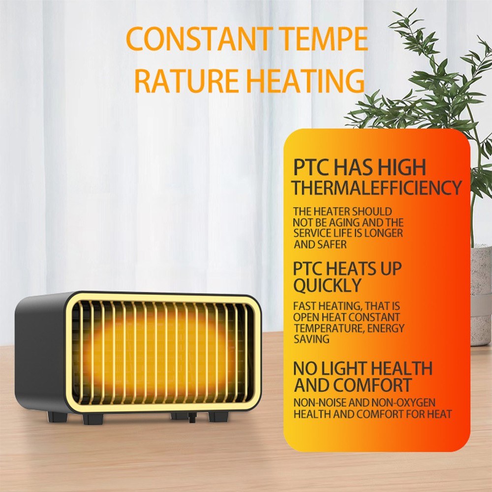 Portable 800W PTC Ceramic Space Heater - Quiet, Fast Heating, Tip-Over & Overheat Protection, 2 Adjustable Gears for Bedroom/Office