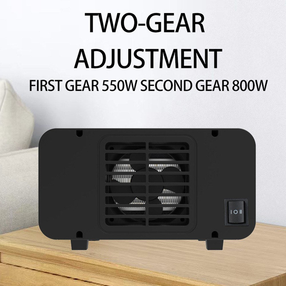Portable 800W PTC Ceramic Space Heater - Quiet, Fast Heating, Tip-Over & Overheat Protection, 2 Adjustable Gears for Bedroom/Office