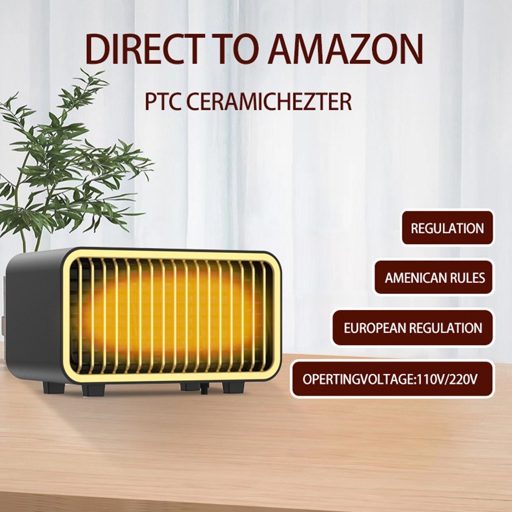 Portable 800W PTC Ceramic Space Heater - Quiet, Fast Heating, Tip-Over & Overheat Protection, 2 Adjustable Gears for Bedroom/Office