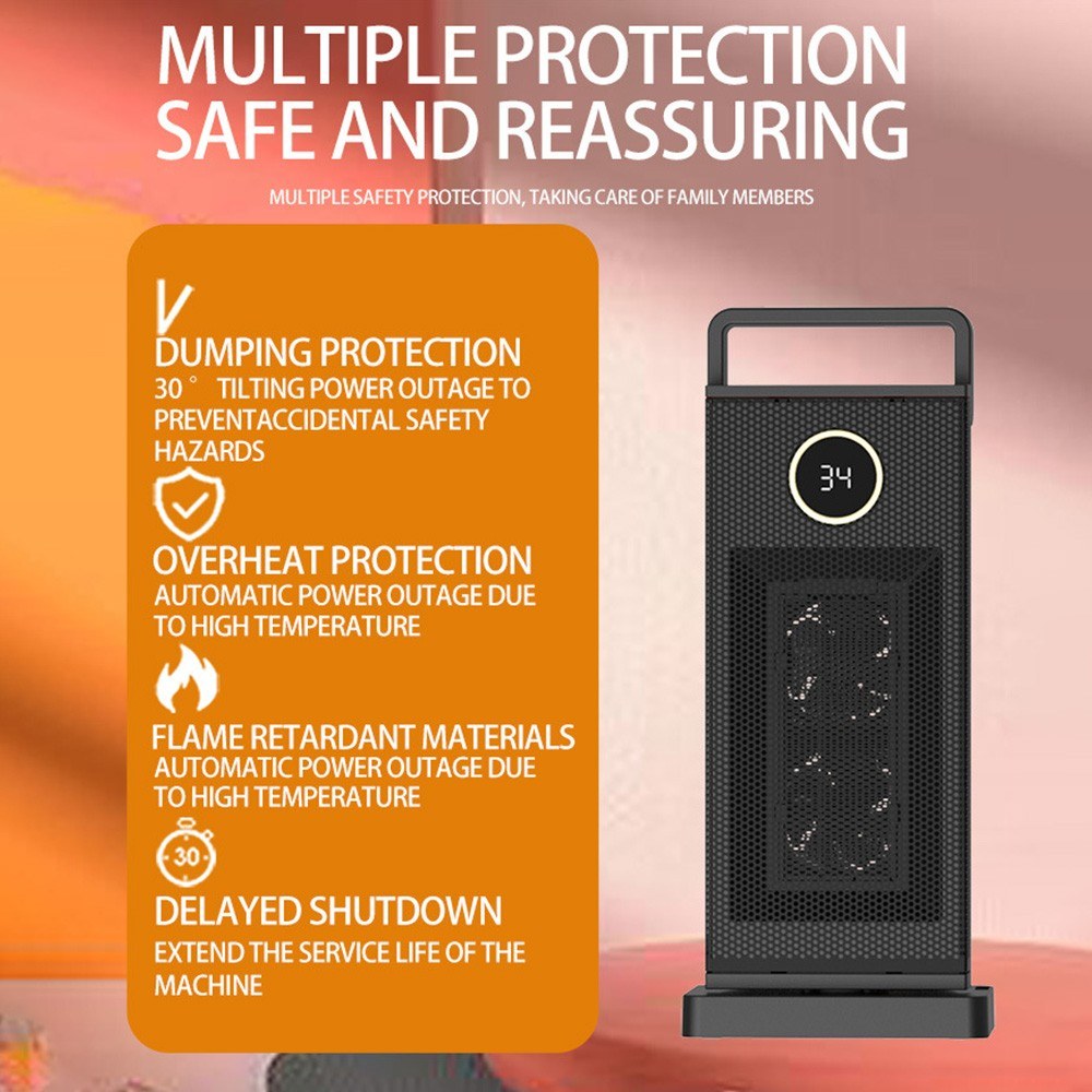 Portable 2000W PTC Ceramic Space Heater with Timer, Oscillation & Safety Features for Indoor Use