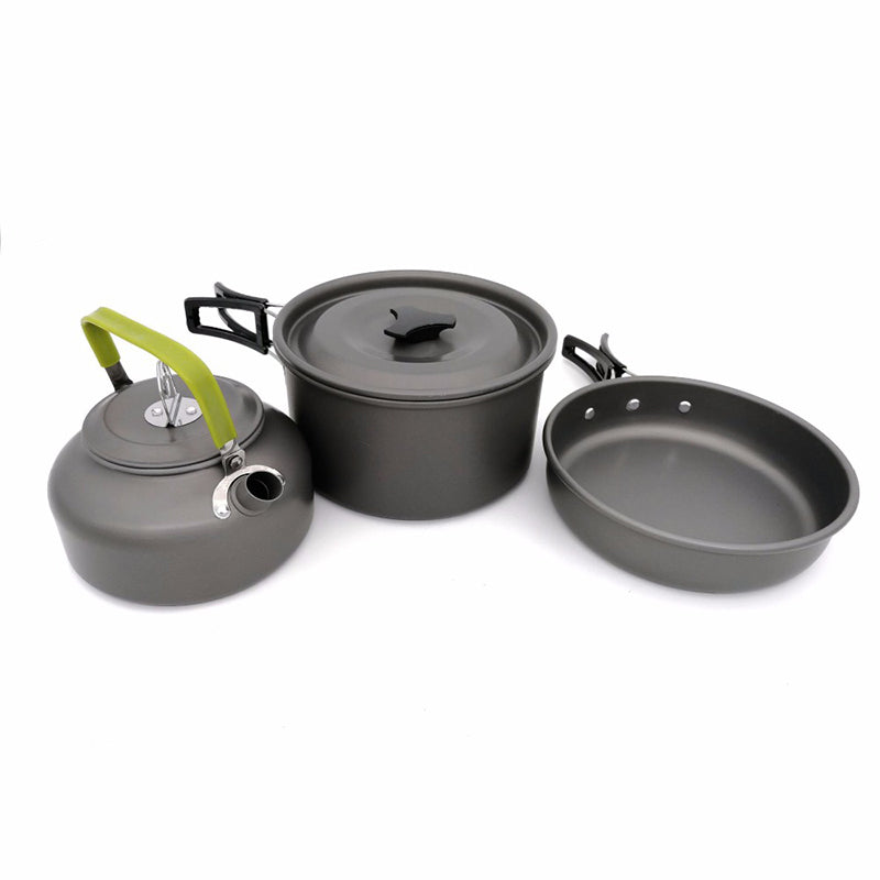 1 Set Outdoor Pots Pans Camping Cookware Picnic Cooking Set Non-stick Tableware With Foldable Spoon Fork Knife Kettle Cup