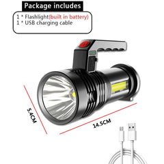 Portable Lamp Strong Light Handheld Searchlight LED Outdoor Lighting Camping Long-shot Rechargeable Built-in Battery Flashlight