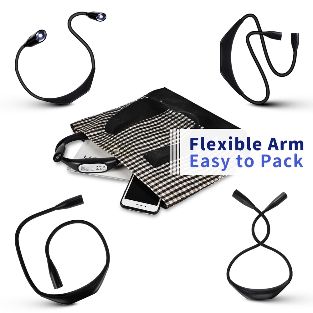 Rechargeable Neck Lamp Reading Lamp LED Night Lights Flashlight Lampe Lightweight Camping Read Lamp BBQ USB Booklight