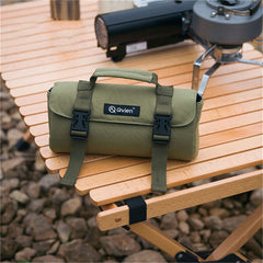 Outdoor Cassette Stove Storage Bag Canvas Double Layer Snap with Handle Camping Hiking Home Kitchen Protected Bag