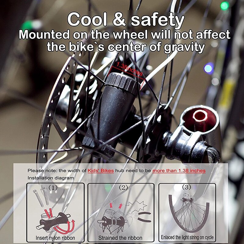 Bicycle Lights Mountain Bike Festoon Wheel String Light 2M 20 LED Cycling Spoke Wheel Lamp Bike Accessories Camp Night light