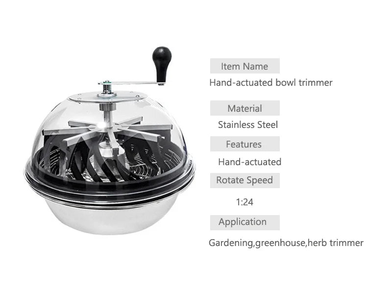 Greenzech Stainless Steel Bowl Leaf Trimmer 16"/19"/24" – Hand-Actuated Hydroponic Bud Trimming Machine for Herbs & Flowers