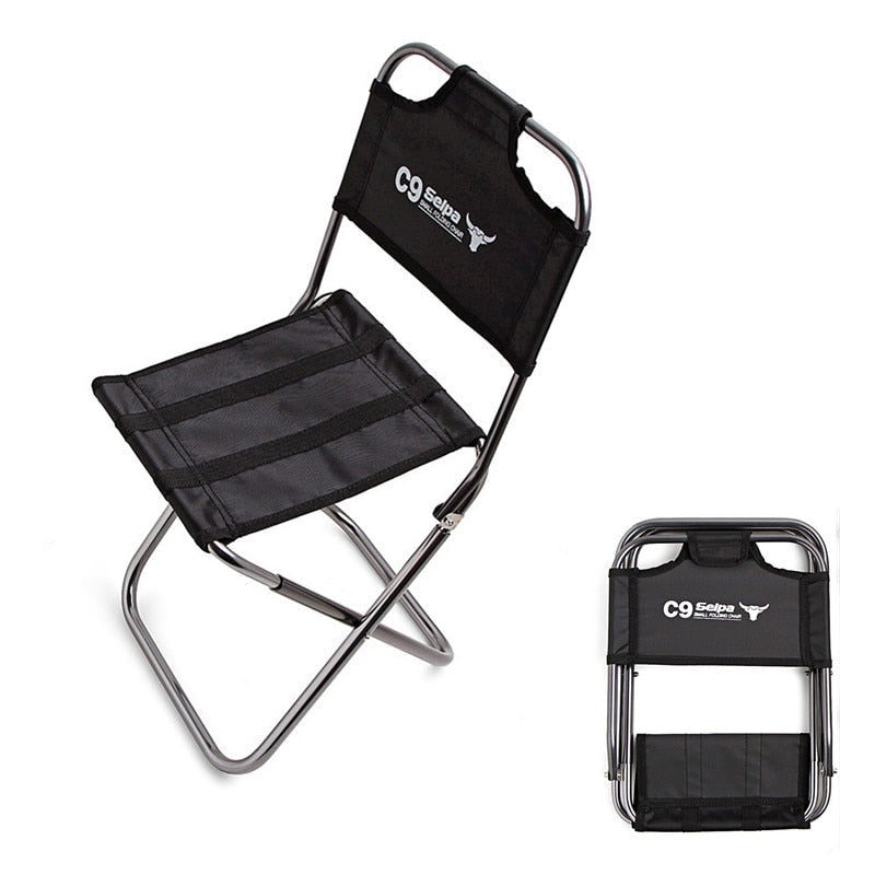Outdoor Mini Foldable Aluminum Alloy Cloth Back Fishing Chair Portable Family Picnic Camping Stool