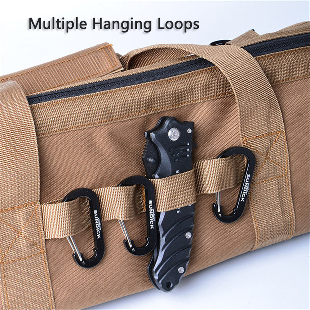 Tent Nail Storage Bag 1050D Oxford Cloth Large Capacity Multi-Pocket Zipper Handle Hanging Holes Camping Hiking Pegs Tools Bag