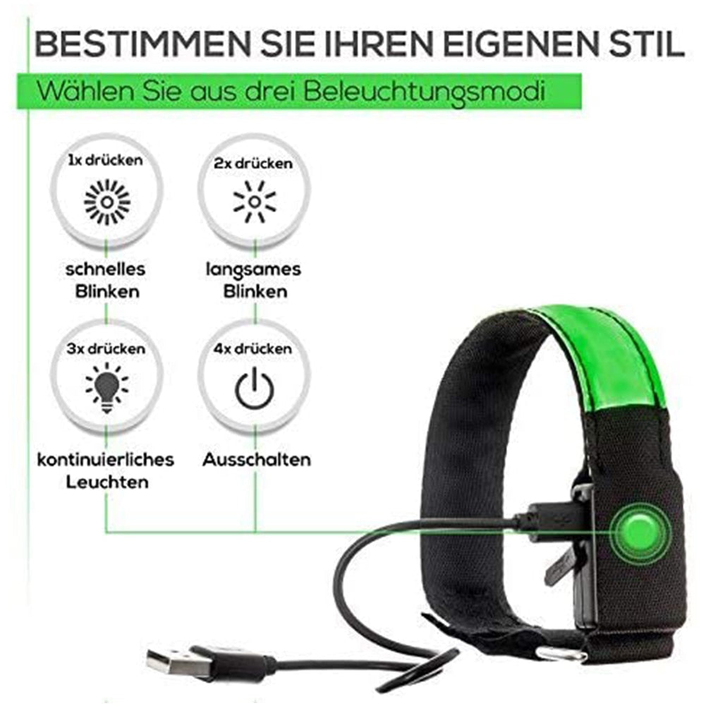 USB Charging LED Luminous Night Running Armband Bracelet Night Reflective Safety Belt Outdoor Sports Luminous Arm Band