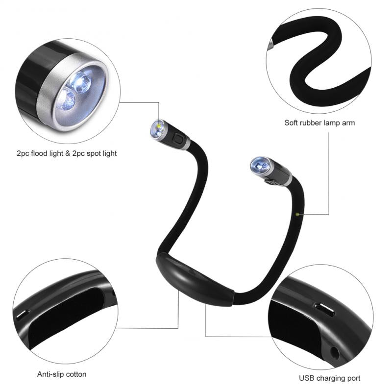 Flexible Handsfree LED Neck Light Super-bright Reading Lamp Novelty Book Light Night Knitting Flashlight Camping Light