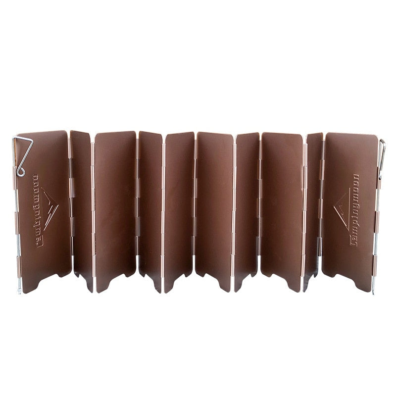 10 Plate Bronze-coloured Folding Outdoor Camping Cooking Gas Stove Windshield Aluminium Alloy Wind Screen Cooking Shield