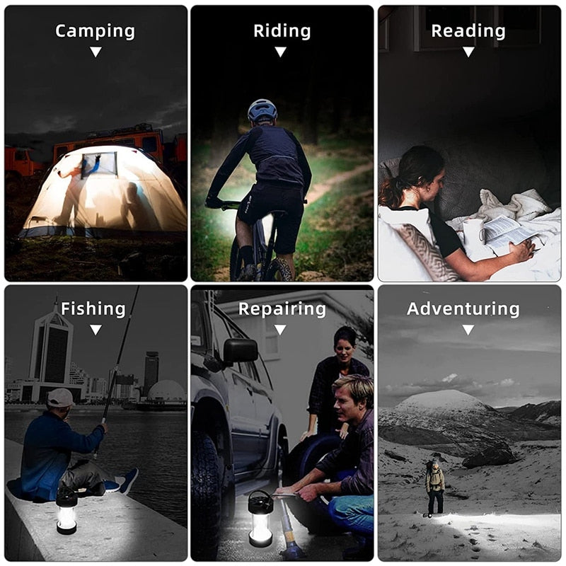 Solar LED Camping Lantern Solar And Battery Powered Camping Lights Survival Lantern For Emergency BBQ Hiking Fishing