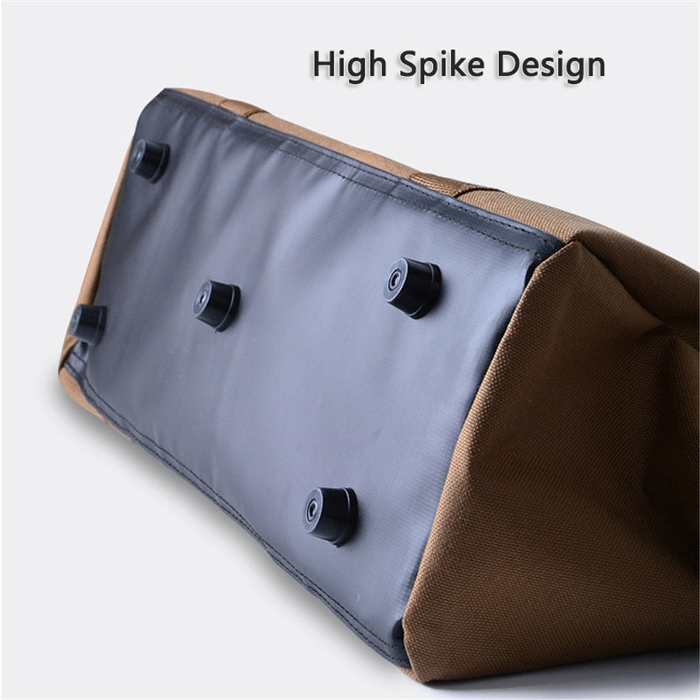 Tent Nail Storage Bag 1050D Oxford Cloth Large Capacity Multi-Pocket Zipper Handle Hanging Holes Camping Hiking Pegs Tools Bag