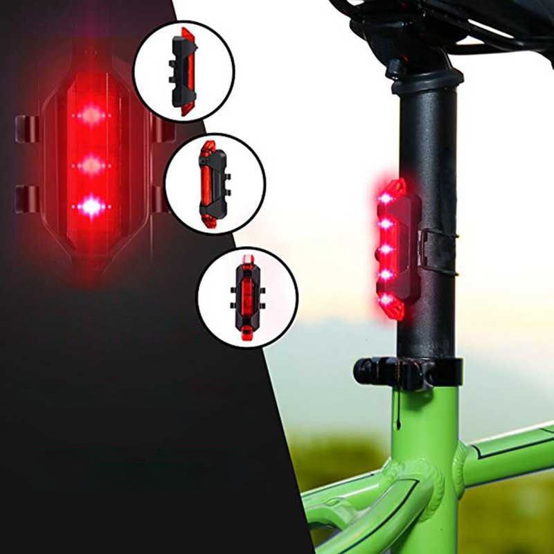 Bike Bicycle Light LED Rechargeable Tail Light USB Rear Tail Warning Safety Bike Light Super Bright Portable Flash Light