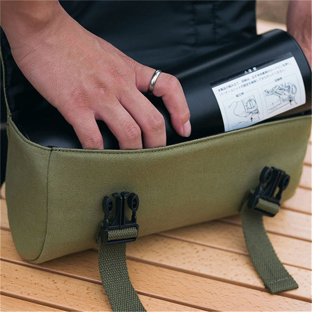 Outdoor Cassette Stove Storage Bag Canvas Double Layer Snap with Handle Camping Hiking Home Kitchen Protected Bag