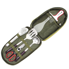 7 pcs Camp Kitchen Utensil Organizer Travel Set Portable BBQ Camping Cookware Utensils Travel Kit