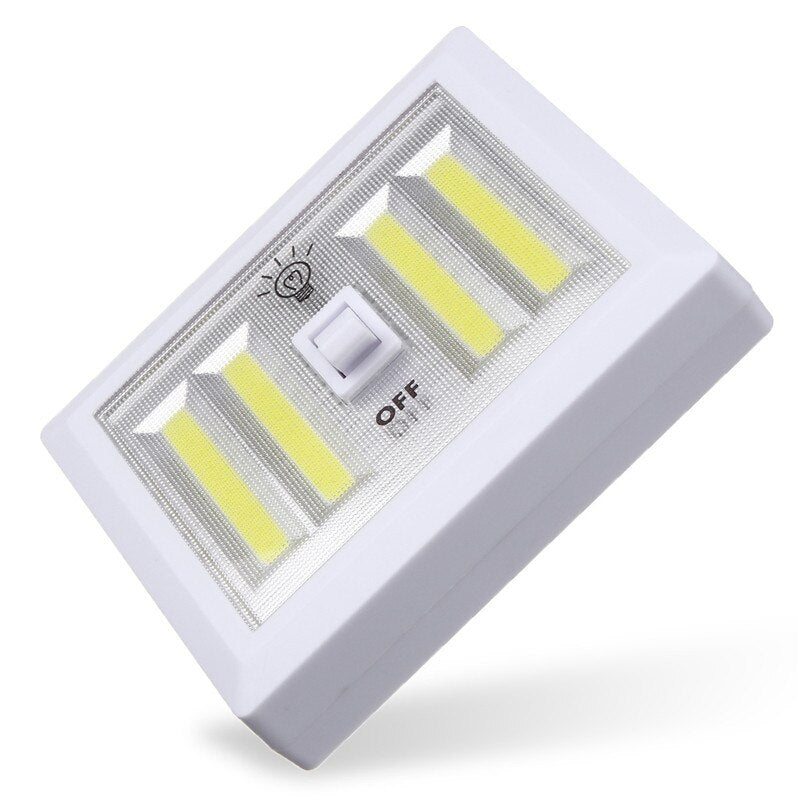 Battery Powered 4 COB LED Switch Night Light Wall Lamp For Kitchen Cabinet Garage Closet Camp Emergency Lamp