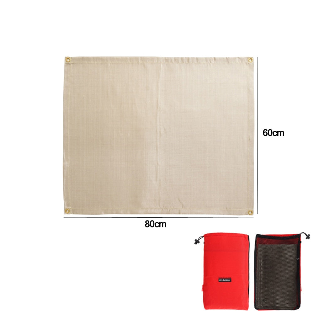 Camping Fireproof Cloth Flame Retardant Insulation Mat Blanket Glass Coated Heat Insulation Pad Outdoors Picnic Barbecue