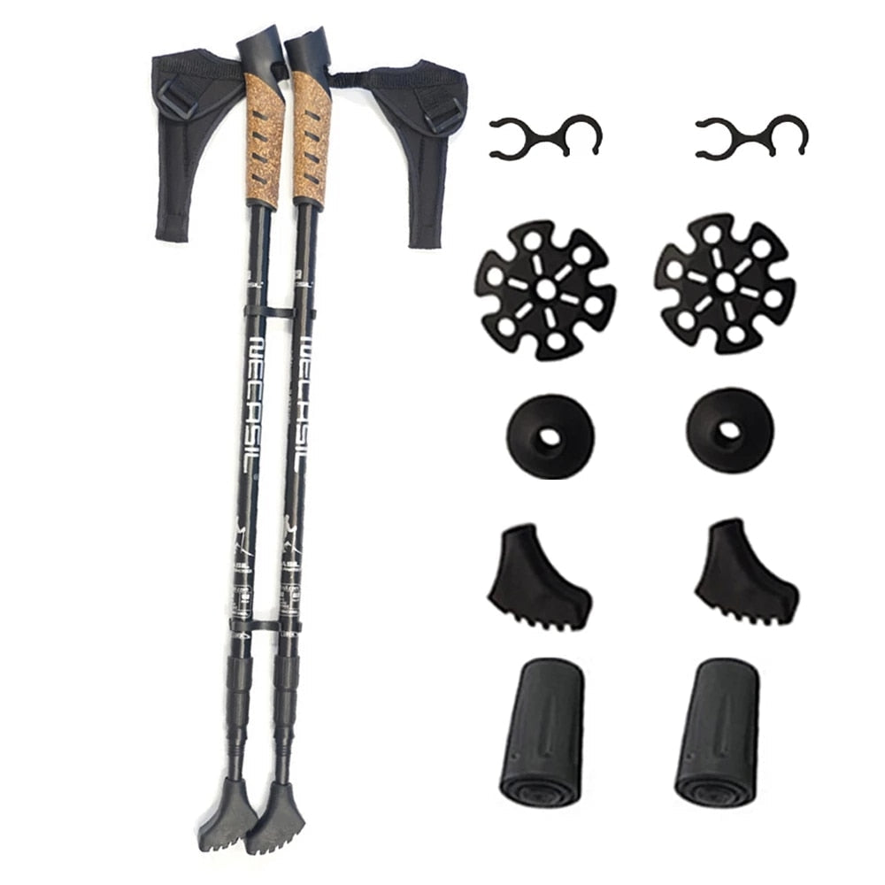 2pcs/lot Nordic Walking Sticks Camping Hiking Aluminum Adjustable Telescopic Alpenstock Trekking Pole walking