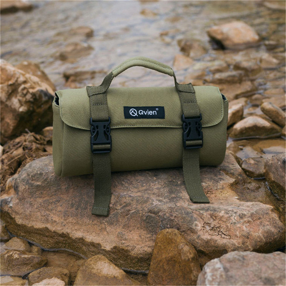 Outdoor Cassette Stove Storage Bag Canvas Double Layer Snap with Handle Camping Hiking Home Kitchen Protected Bag