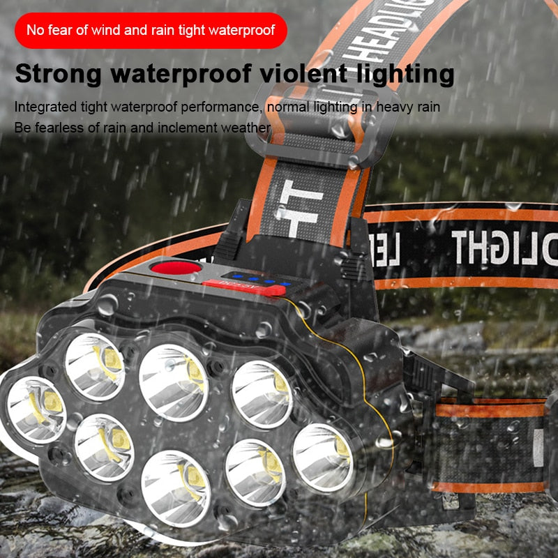 12 LED Headlamp Rechargeable Fishing headlight Super Bright Camping Lantern Light Waterproof Outdoor Run Hiking Head Lamp