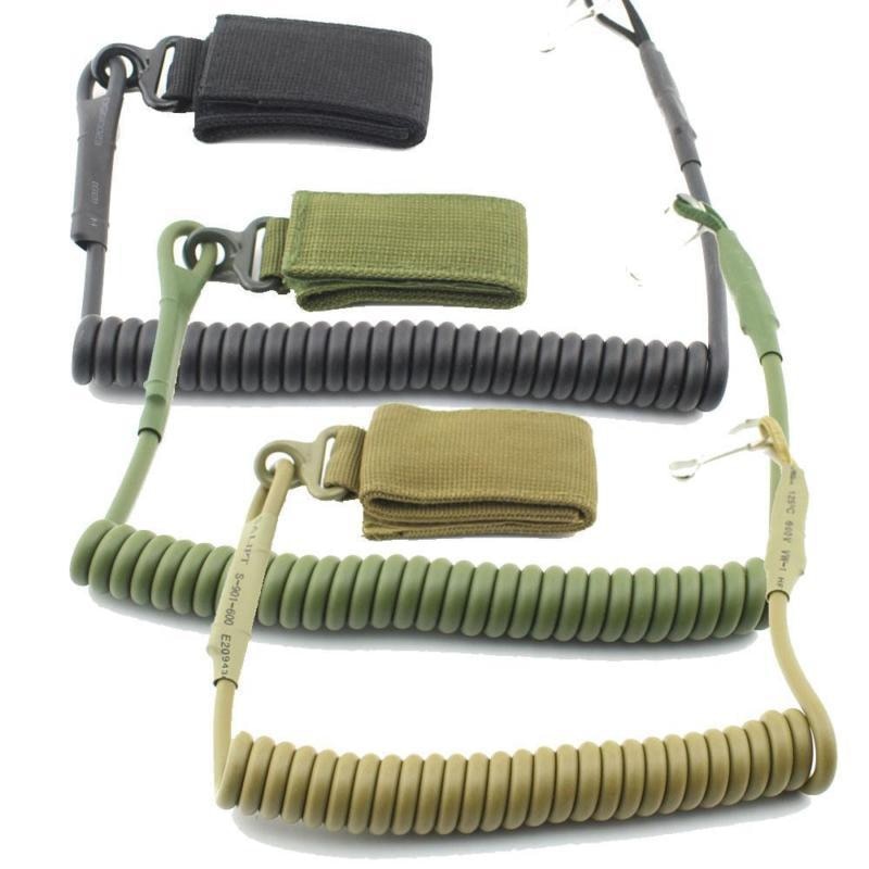 Coil Sling Rope Lanyard Molle Elastic Hunt Pistol Tool Belt Backpack Airsoft Gun Handgun Shooting Military Bag Spring Strap