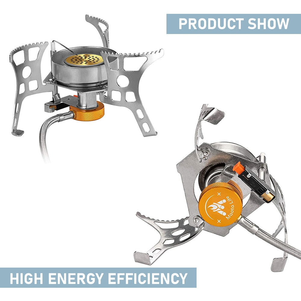 Outdoor Windproof Gas Stove Camping Gas Burner Folding Split Electronic Stoves Tourist Equipment for Hiking 3900W