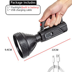 Portable Lamp Strong Light Handheld Searchlight LED Outdoor Lighting Camping Long-shot Rechargeable Built-in Battery Flashlight
