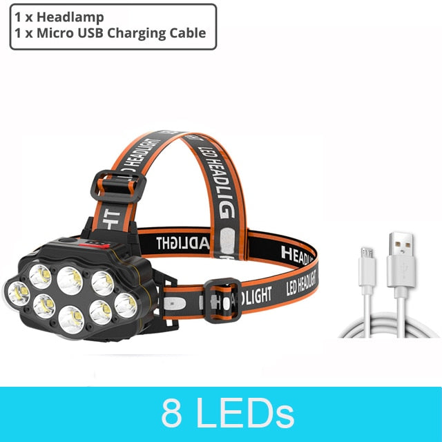 12 LED Headlamp Rechargeable Fishing headlight Super Bright Camping Lantern Light Waterproof Outdoor Run Hiking Head Lamp
