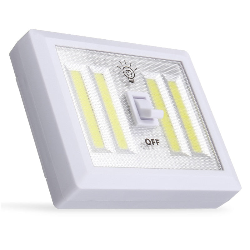 Battery Powered 4 COB LED Switch Night Light Wall Lamp For Kitchen Cabinet Garage Closet Camp Emergency Lamp