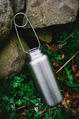 Bush-craft Water Bottle with Hook Stainless Steel Flask Wide Mouth Jar Leak-Proof for Camping Picnic Hiking