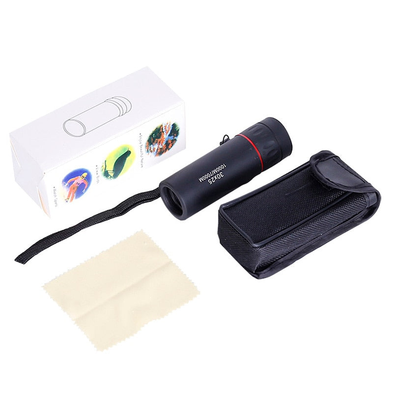 HD 30x25 Mini Portable Monocular Zooming Focus Optical Hunting Telescope Low Night Vision Outdoor Camping Hiking Tourism Scope