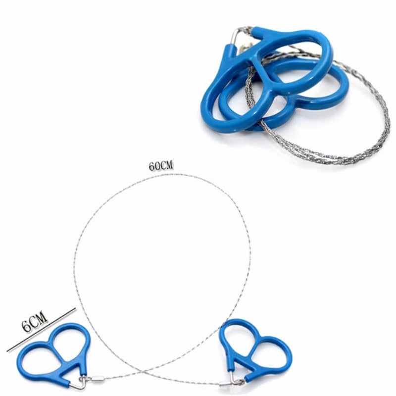 Outdoor Camping Hiking Pocket Saw Travel Emergency Survive Tool Stainless Steel Wire Kits with Finger Handle for Cutting