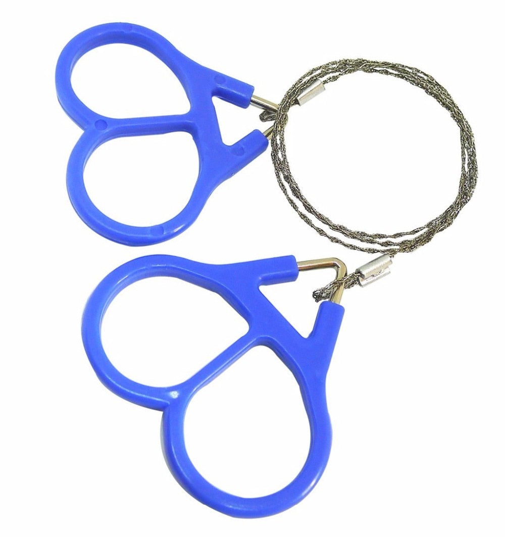 Outdoor Camping Hiking Pocket Saw Travel Emergency Survive Tool Stainless Steel Wire Kits with Finger Handle for Cutting