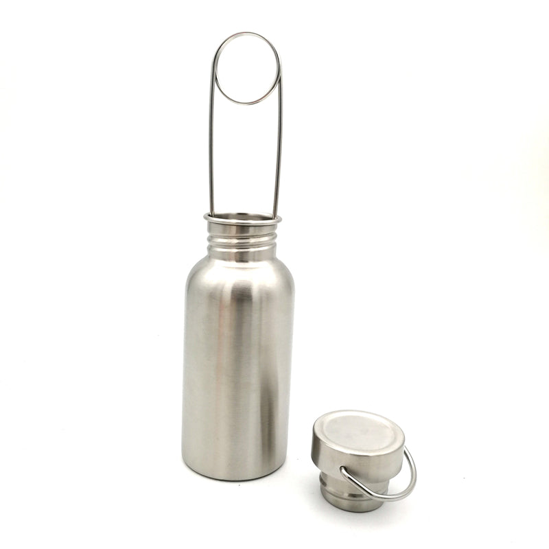 Bush-craft Water Bottle with Hook Stainless Steel Flask Wide Mouth Jar Leak-Proof for Camping Picnic Hiking