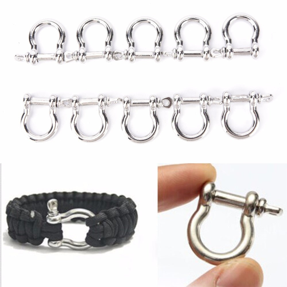 Anchor Shackle Screw Pin For Outdoor Camping Survival Rope Bracelets O-Shaped Stainless Steel Shackle Buckle