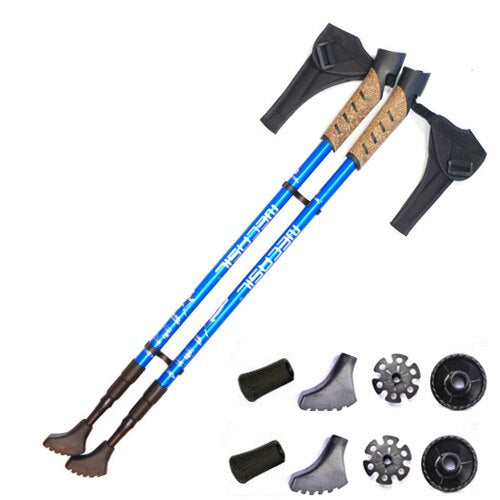 2pcs/lot Nordic Walking Sticks Camping Hiking Aluminum Adjustable Telescopic Alpenstock Trekking Pole walking