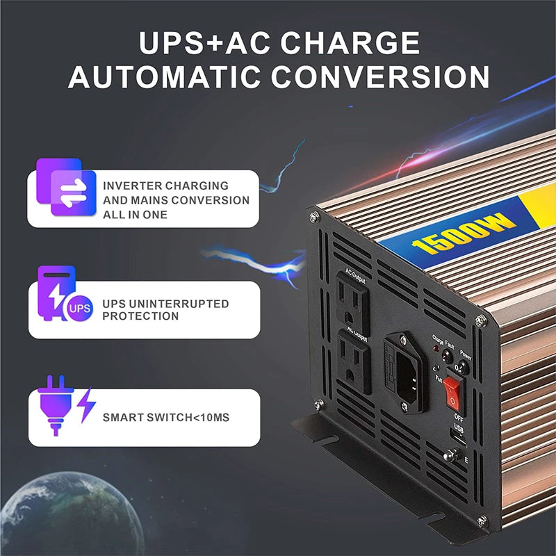 GreenZech DM 500 Inverter | 500W Continuous 1000W Peak | 12V 24V 48V to 110V 220V | Professional Pure Sine Wave Converter