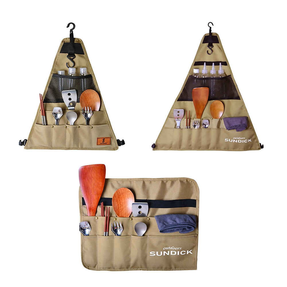 Waterproof Tableware Storage Bag 900D Oxford Fabric Outdoor Camping BBQ Tableware Storage Bag