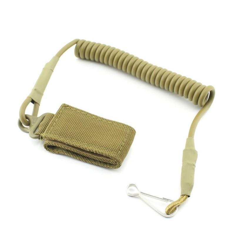 Coil Sling Rope Lanyard Molle Elastic Hunt Pistol Tool Belt Backpack Airsoft Gun Handgun Shooting Military Bag Spring Strap