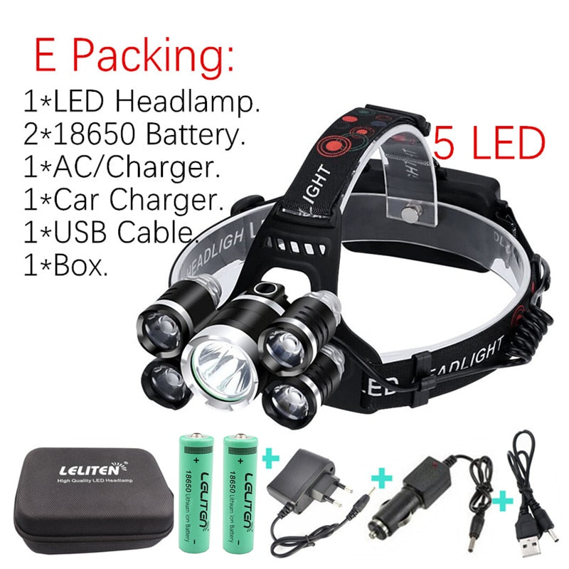 Rechargeable zoom led headlamp Fishing headlight Torch Hunting head lamp Camping Headlamp Flashlight head light