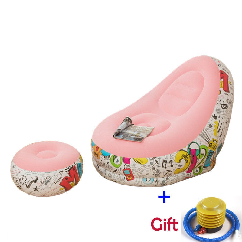 Inflatable Chair Living Room Flocking Sofa Recliner Folding Lounger Pedal Lazy sofa Inflatable outdoor Camp Picnic Chair Sofa