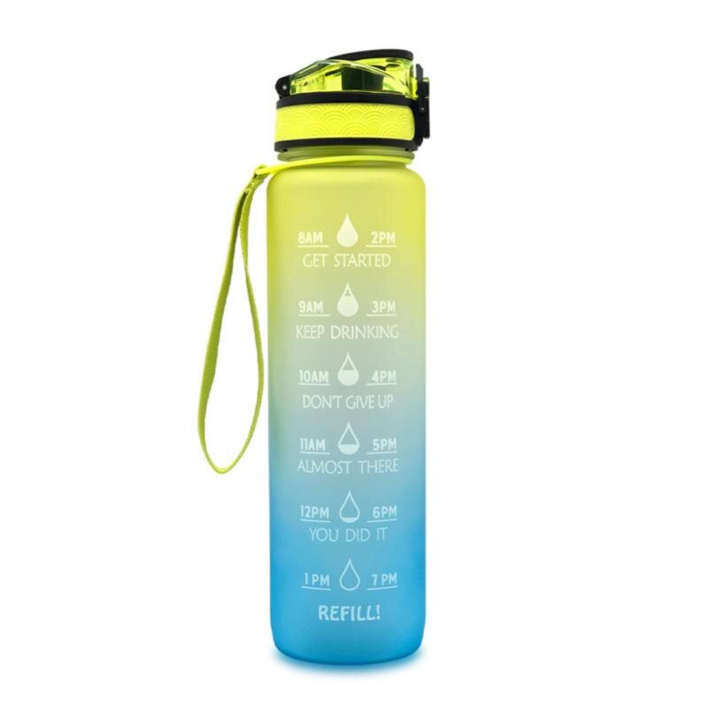 1000ML Portable Leakproof Cup Bottle Sports Plastic Cup BPA Free Bottle Space Cup Climbing Camping Water Bottle With Time Marker