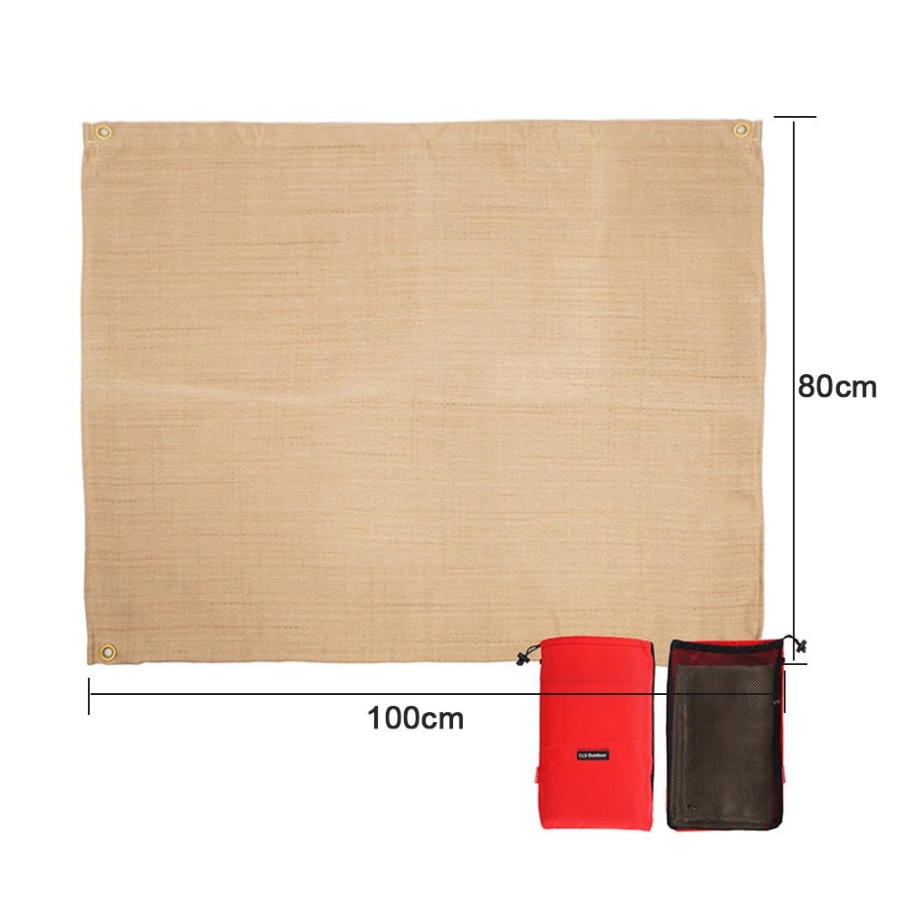 Camping Fireproof Cloth Flame Retardant Insulation Mat Blanket Glass Coated Heat Insulation Pad Outdoors Picnic Barbecue